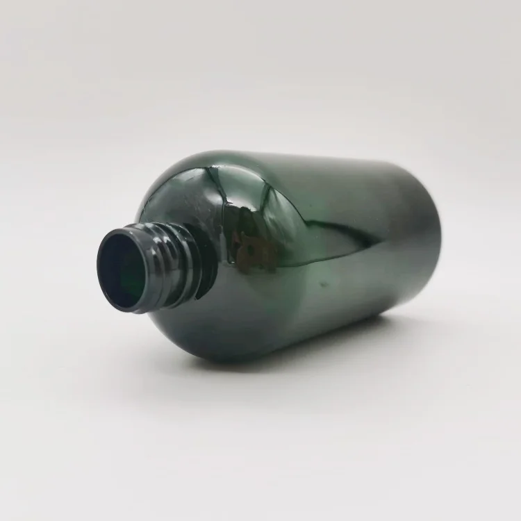 Производитель OEM 250 мл 300 пустая 100% PCR boston круглая бутылка переработанная зеленая упаковочная с пластиковым черным лосьоном