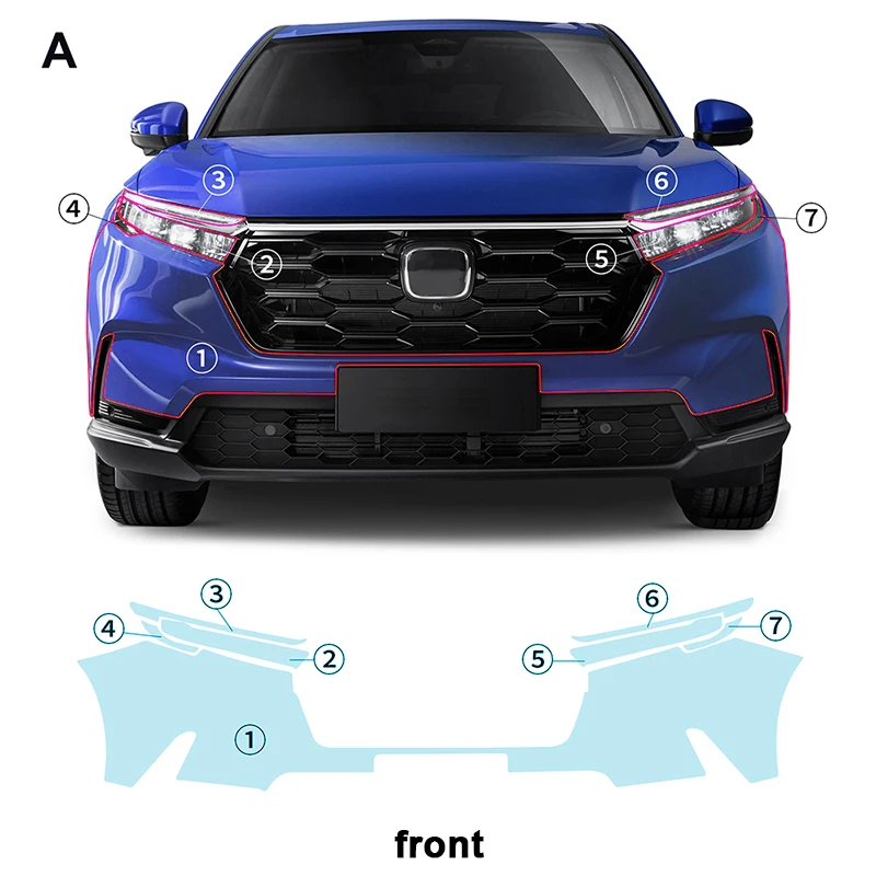 Для HONDA CRV 2023 2024 каждая часть ТПУ PPF предварительно вырезанный автомобиль против царапин самовосстанавливающая прозрачная защитная пленка для краски