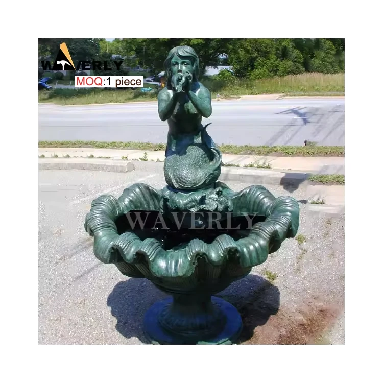 Outdoor Garden Life Size Metal Mythology Statue Fountain Hand Cast Bronze Mermaid Sculpture Fountain for Sale