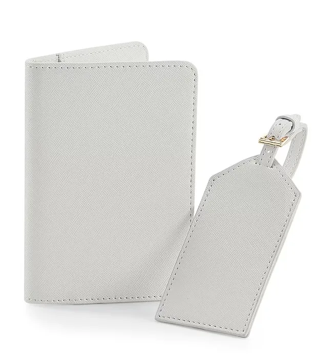 High quality leather passport cover and luggage tag travel set