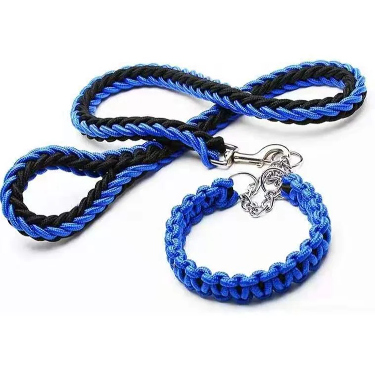 Factory price wholesale pet leash nylon eight-strand dog chain to go out for walking dogs large dog leash