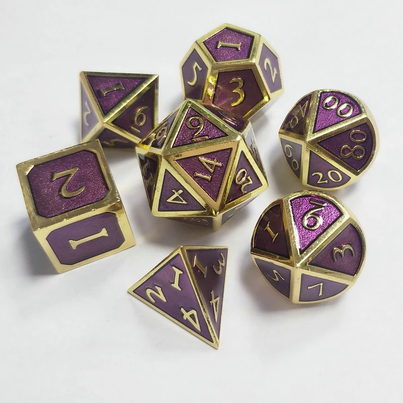 Polyhedron Zinc Alloy Colour Enamels Dice Dragon And Dungeon Game Accessories TRPG Metal Dice 7PCS Per Set Gambling Supplies