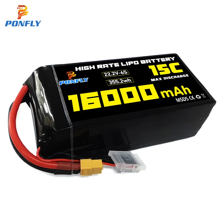 Аккумулятор PONFLY большой емкости fpv для дрона 22 2 В 6S 16000mAh 15C 30C lipo аккумулятор автомобильного вертолета производитель квадрокоптеров