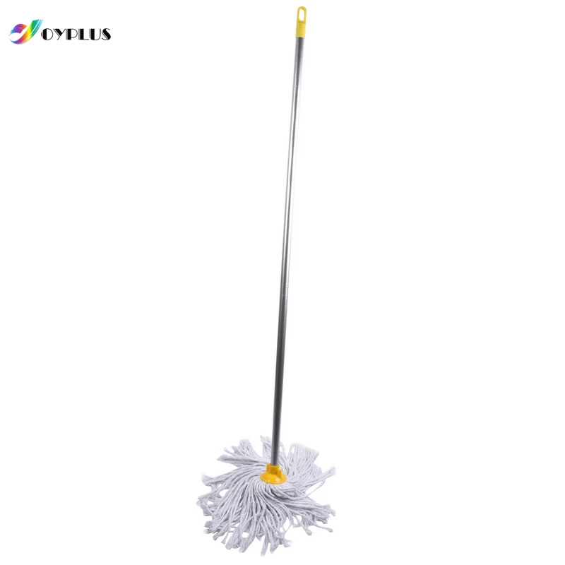 Home Cleaning Cotton Mop with 120 cm Wood Handle Pole round Head for Floor Use Plastic Accessories Included