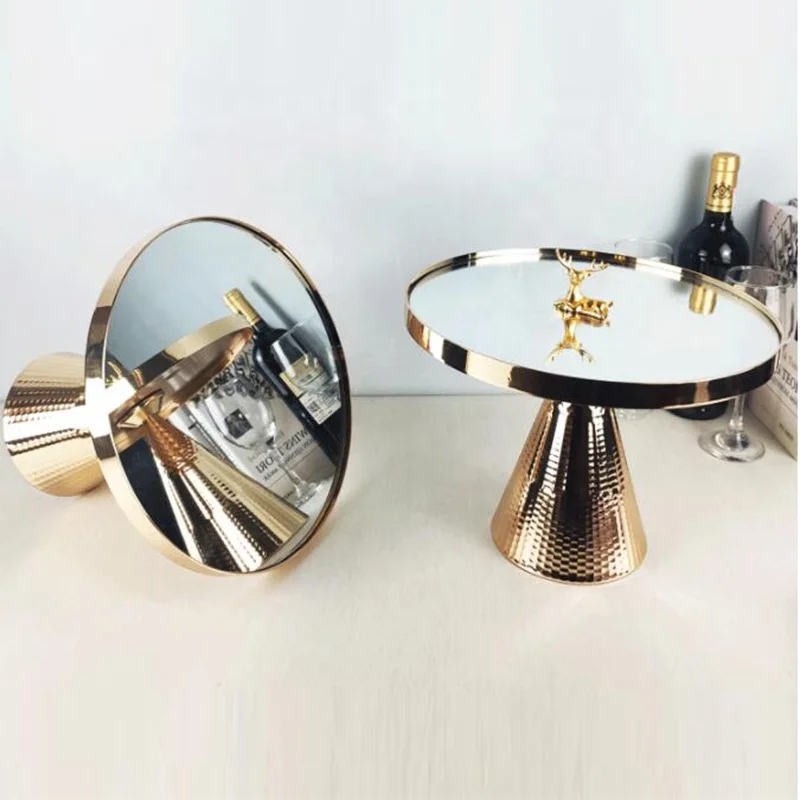 Mirror Cake Stand Set Round Plate mirror Tray for Wedding Birthday Party Decoration