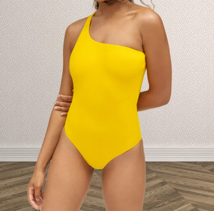One Shoulder Plus Size Swimwear for Women Hot Sale Printed Swim Suit Bikini  Summer Holiday Strapping One Piece Swimsuit