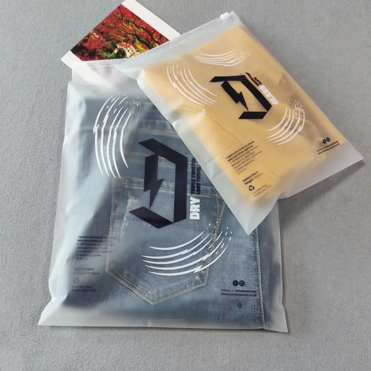 T Shirt Swimwear Zip Lock Clothing Bags With Logo,Custom Matte/Frosted Biodegradable Plastic Packaging Zipper Bags