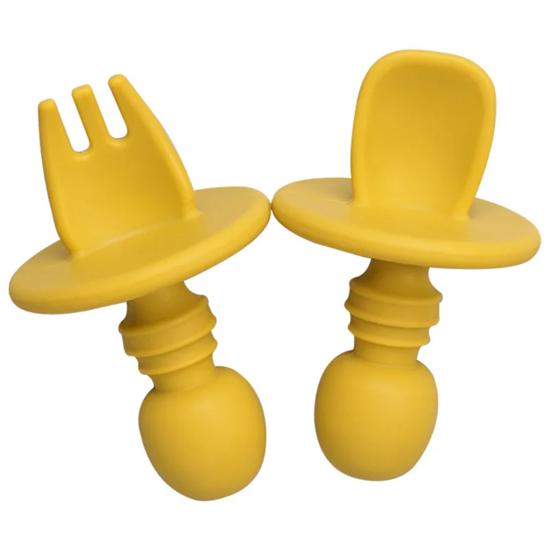 Baby Feeding Supplies Wholesale Custom Silicone Baby Fork And Spoon Baby Spoon Fork