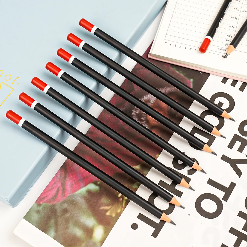 High Quality Personalized Promotional Wooden Black Pencil Custom Logo 7inch Standard Pencils For School Testing