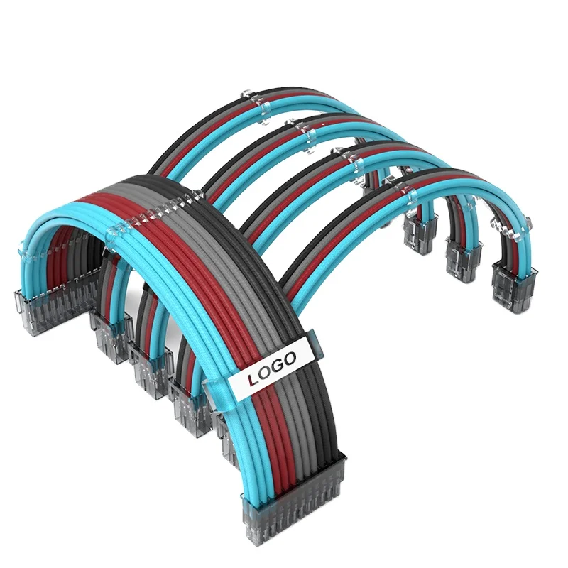 PC  Extension Power Supply Kit PSU Sleeved Cables Extension Kit 30cm ATX CPU Cable