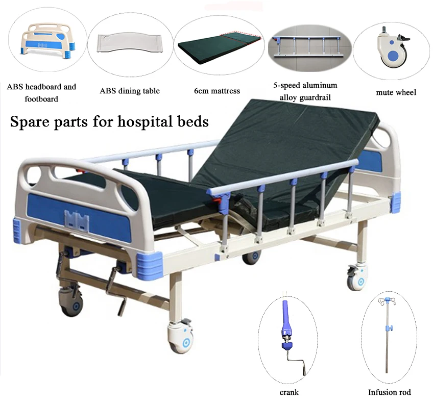 2-Function ICU Medical Hospital Bed with Anti-Sliding Manual Steel/Metal Construction 3-Year Warranty