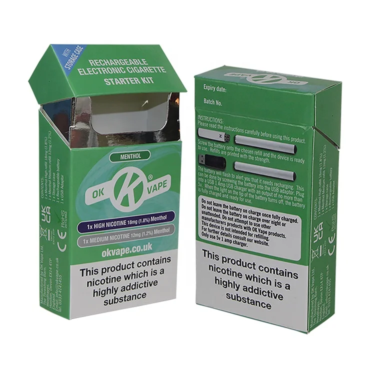 Высококачественные индивидуально напечатанные откидные сигаретные коробки, бумажные электронные сигареты, стартовый набор, упаковочная коробка