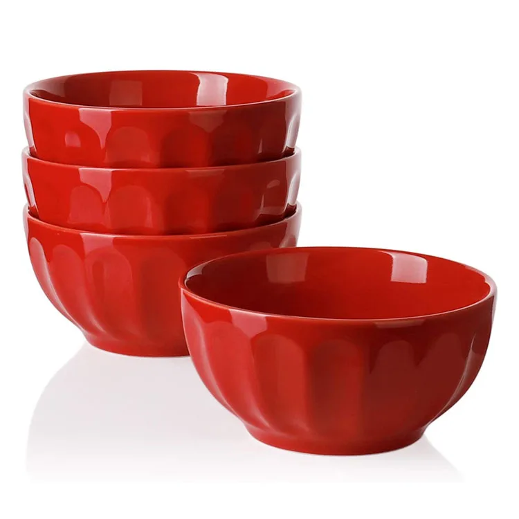 Ceramic liked red Bowls for Kitchen Ice Cream Bowls