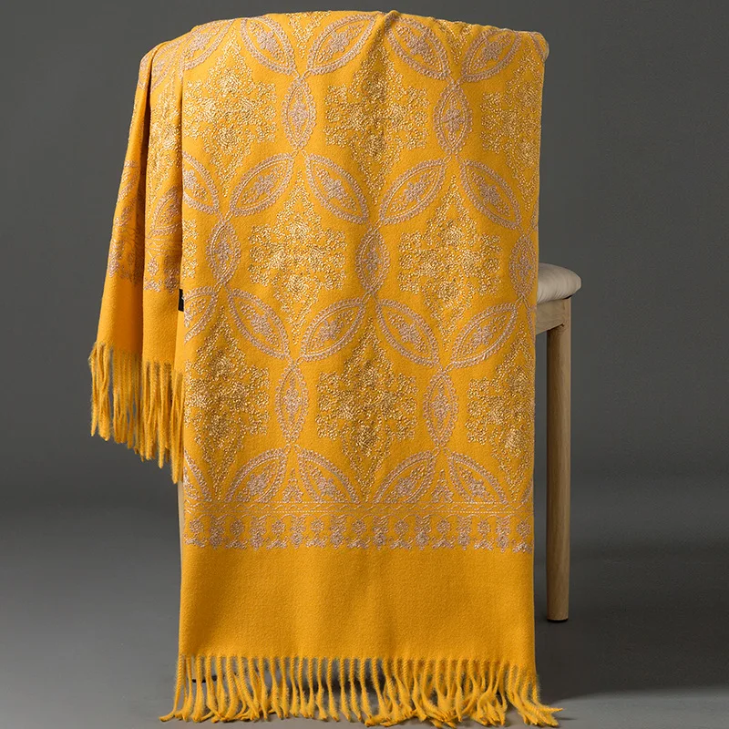 Scarf lady Winter cashmere scarf Embroidered shawl Floral embroidery for warm mantle Ethnic scarf