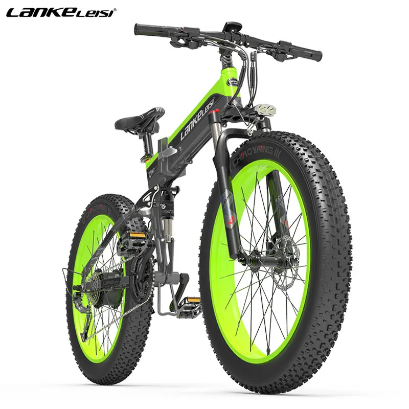 
Lankeleisi 26-inch hidden battery fat tire electric bicycle front and rear shock absorbers 1000W high-power motor 27-speed 