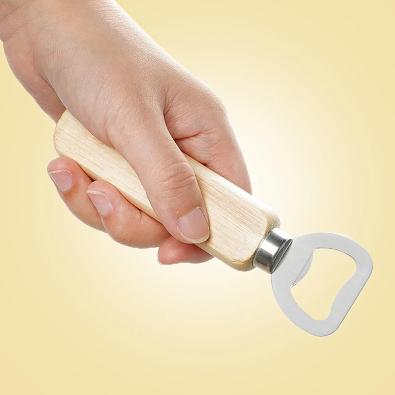 Custom LOGO Wooden bar beer bottle Openers kitchen gadgets 2022 Effortless stable wood handle Beer Opener