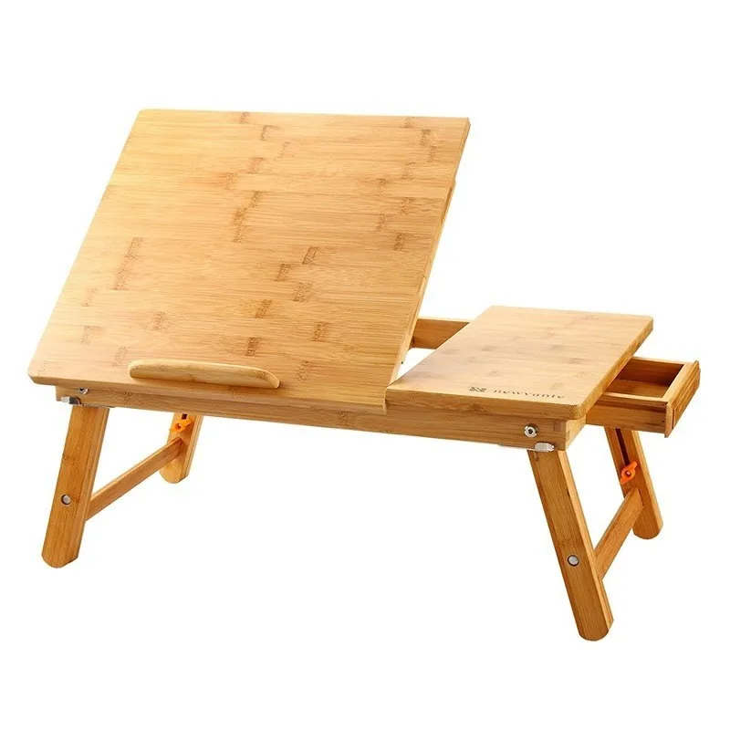 QUAWE Multifunctional Extendable Bamboo Laptop Table Folding Laptop Table For Bed Lap Computer Desk Bamboo Bed Tray
