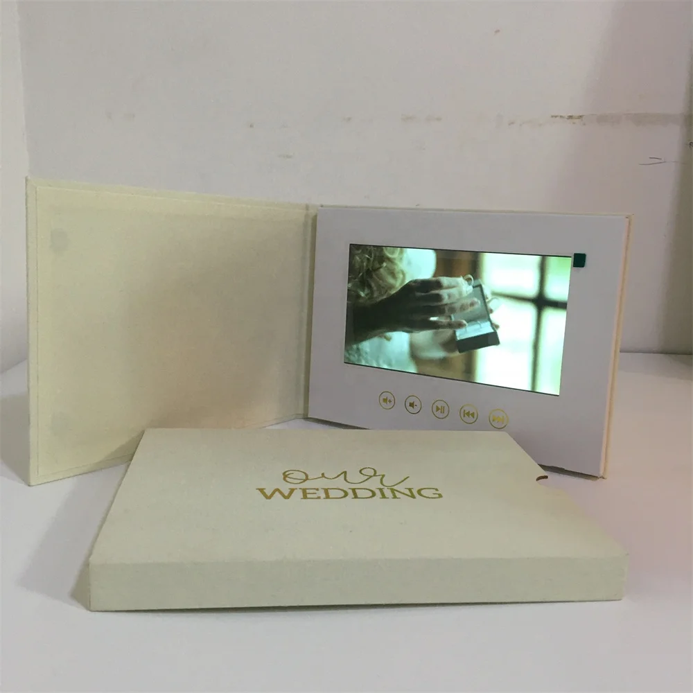 Video Books Linen Brochure Covered Our Wedding Video Book for Video and Photos With 4GB of memory and push button controls