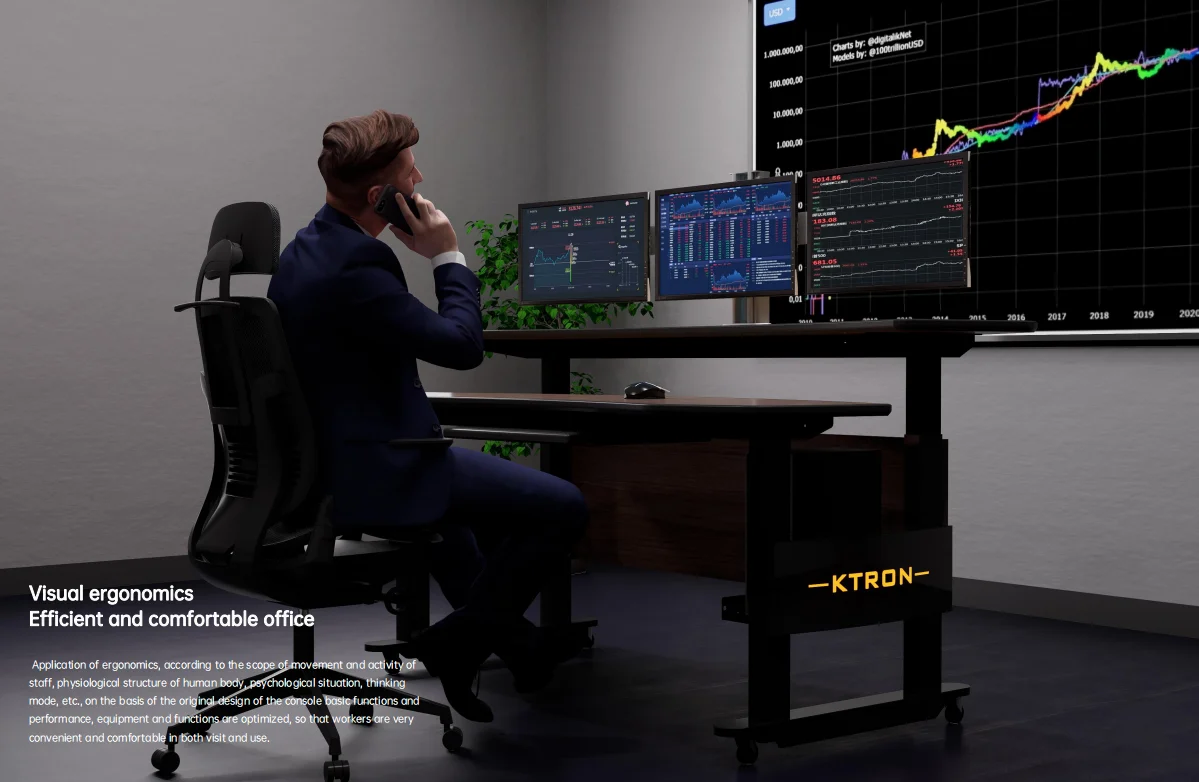 kesino custom curved multi-position double-surface console commercial furniture desk lift adjustable financial trading console