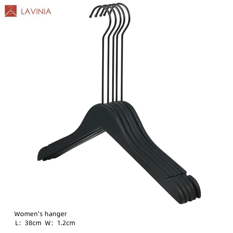 Lavinia wholesale custom black suit wooden hangers unisex hangers with non-slip strip with clips adult kids wooden skirt hanger