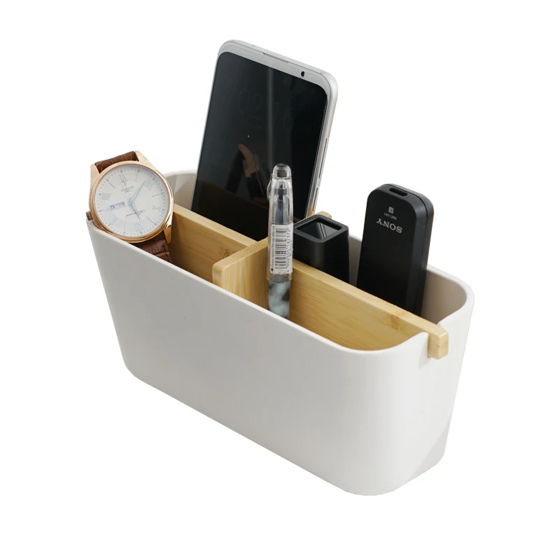 
Modern design cheap bathroom accessories set bamboo matte black stackable storage container 