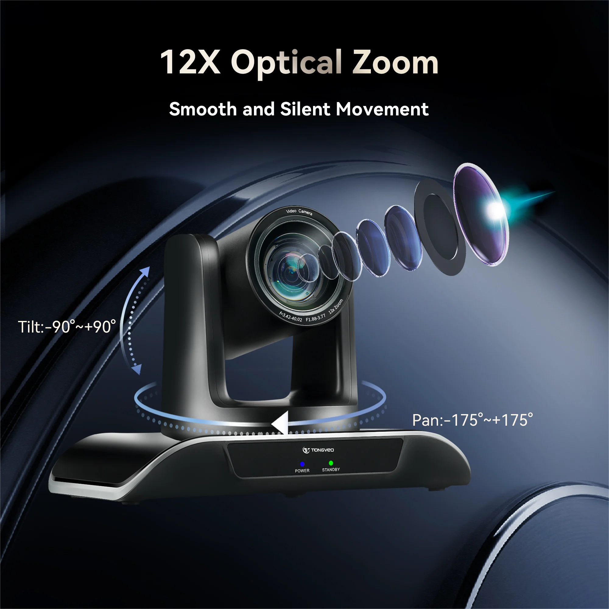 Tongveo Video Conferencing Kit 12X Optical Zoom USB3.0+HDM1 4K PTZ Conference Camera Wireless BT Speakerphone