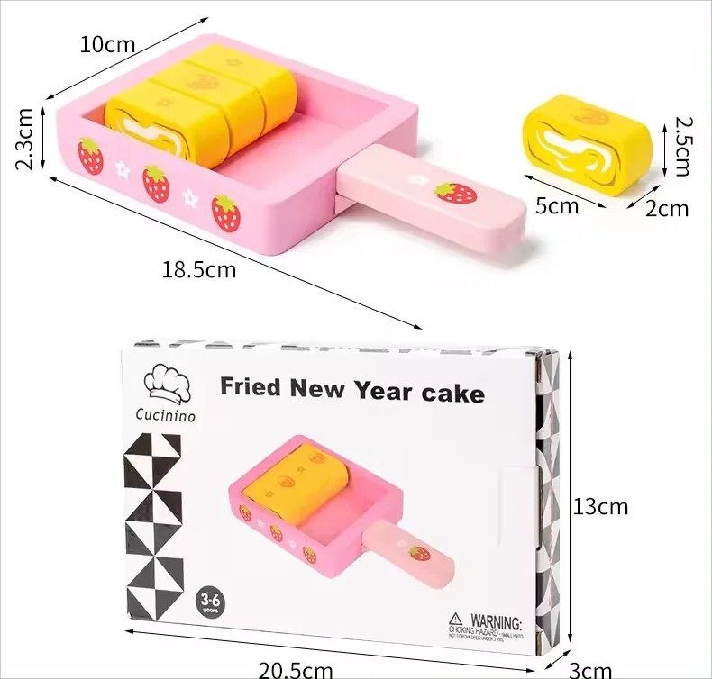 Kitchen Accessories Montessori Learning Toy Children Fried New Year Cake Wooden Kitchen Toys Simulated Friend Rice Cake Toy
