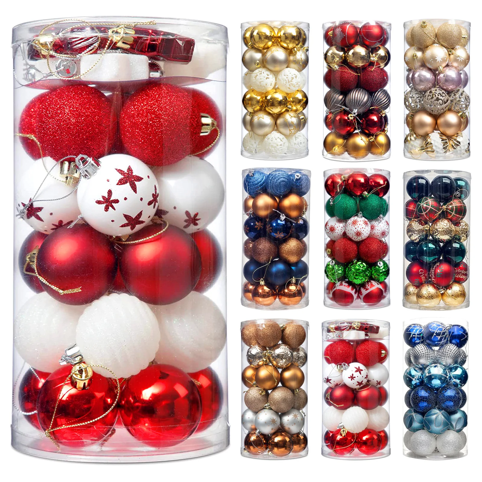 Factory Wholesale Christmas Decoration Xmas Ornament Plastic Shatterproof Decorative Round Christmas Ball