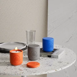 12oz Multicolor Candle Jars With Lids Custom Logo Heat-Resistant Concrete Ceramic Decorative Candle Jars For Home Hotel Bars