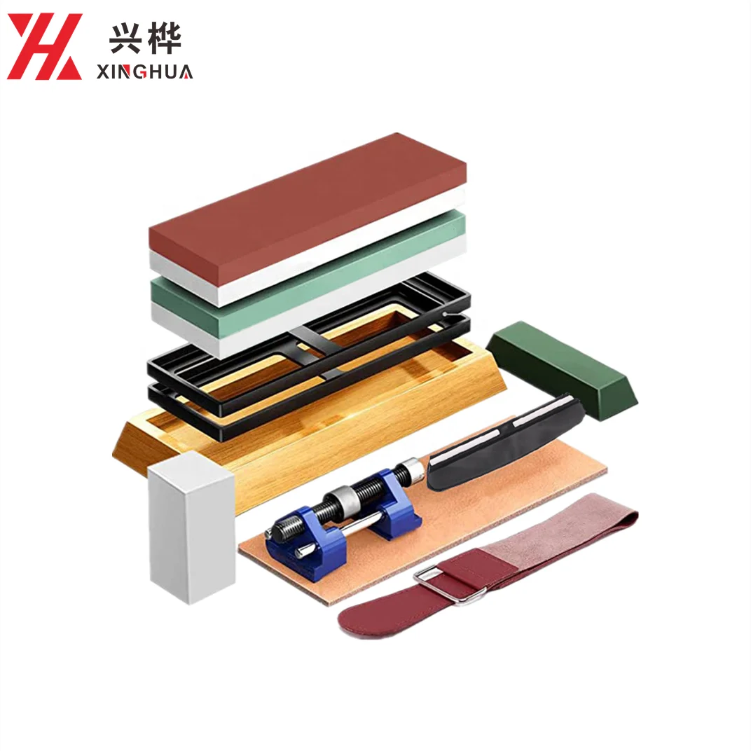 durable knife sharpener Silicon Carbide sharping stone bamboo base Double-sided whetstone for Knife