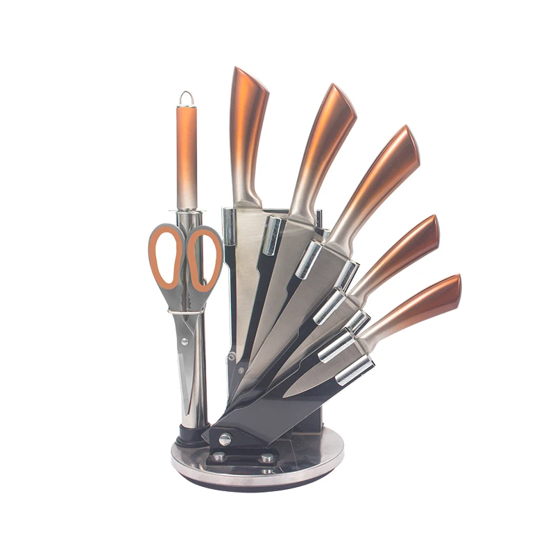 8pcs Knife set in stainless steel handle acrylic holder kitchen knife set