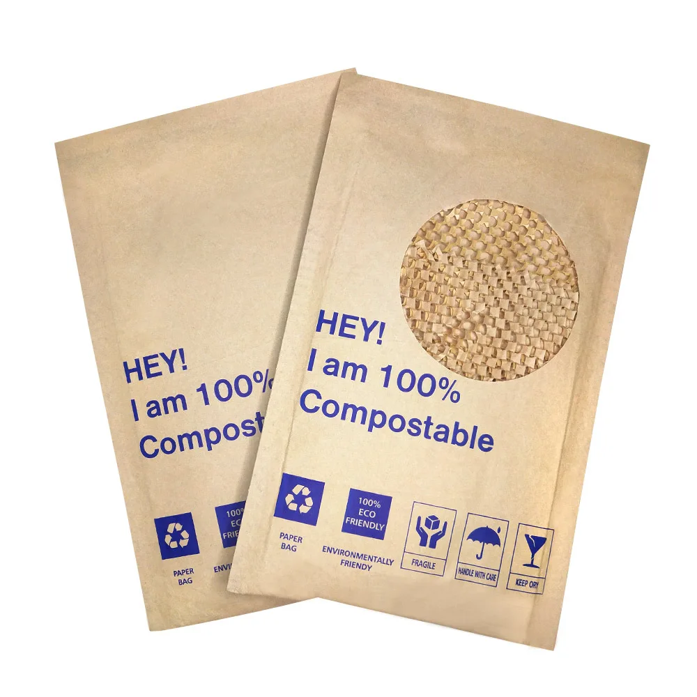 Honeycomb Cushion Courier Mailer Padded Shipping Custom Logo Eco Friendly Corrugated Kraft Paper Bubble Envelopes Mailing Bags