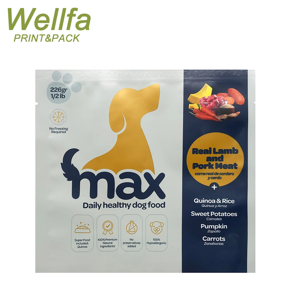 Manufacturer Custom Aluminium Foil 3 Side Seal Cat Pet Food Flexible Packaging Wet Pet Food Packaging