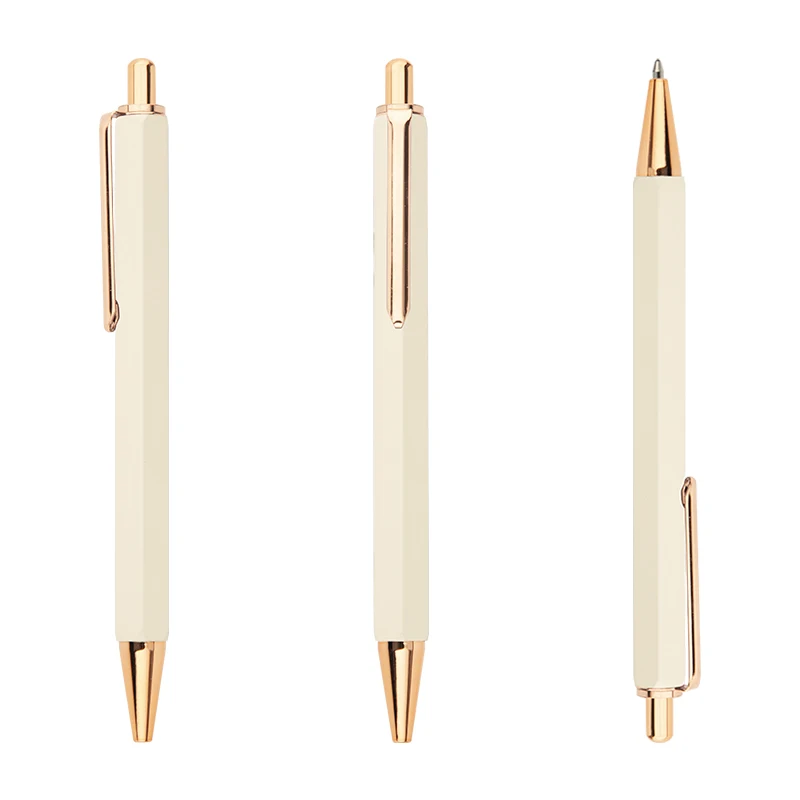 Cute Metal Click Ballpoint Pen School Office Supplies Hexagonal Shape pen Custom logo accepted