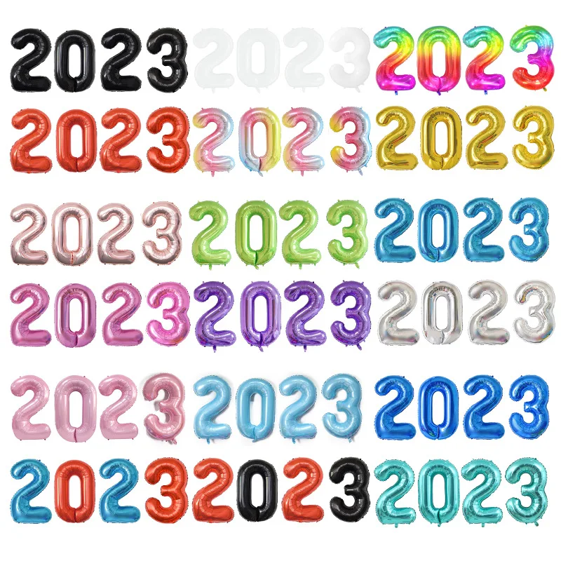 40  inch number 2023 Individual Package Multiple colors are available Single card packing number foil balloon wholesale