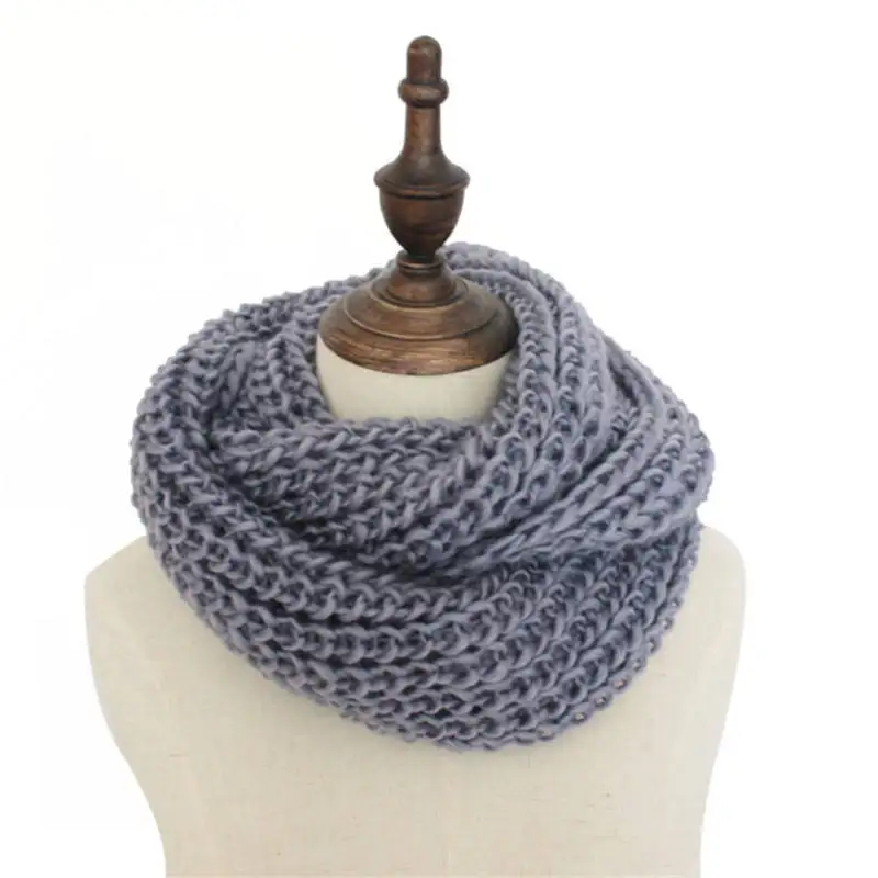 2022 Fashion Design Customized Neck Warmer Scarf Cross Knit Solid Ring Knitted Wool Neck Collar Circle Crochet Scarf