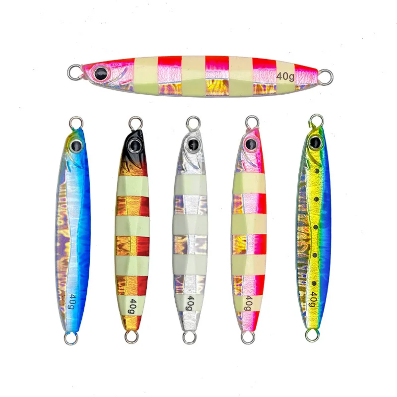New OEM 35g 45g 60g 80g 100g  Artificial Jigging Fishing Lure Lead Metal Swimbait Luminous Trolling Lure Slow Pitch Jigs Lures