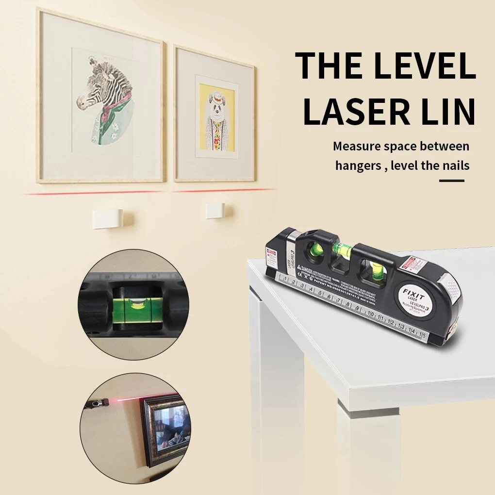Laser Level Vertical Horizon Measuring Tape Aligner Metric Rulers Multipurpose