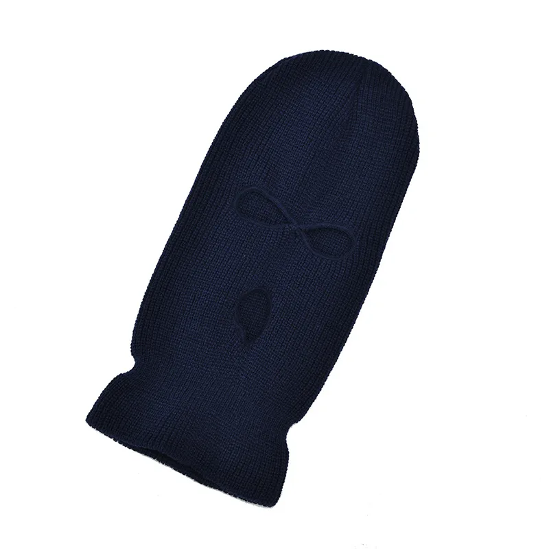 Quick Shipping Wholesale Three Holes Winter Knit Beanie Masks Acrylic Cycling Beanie Balaclava Mask Hat With Stock