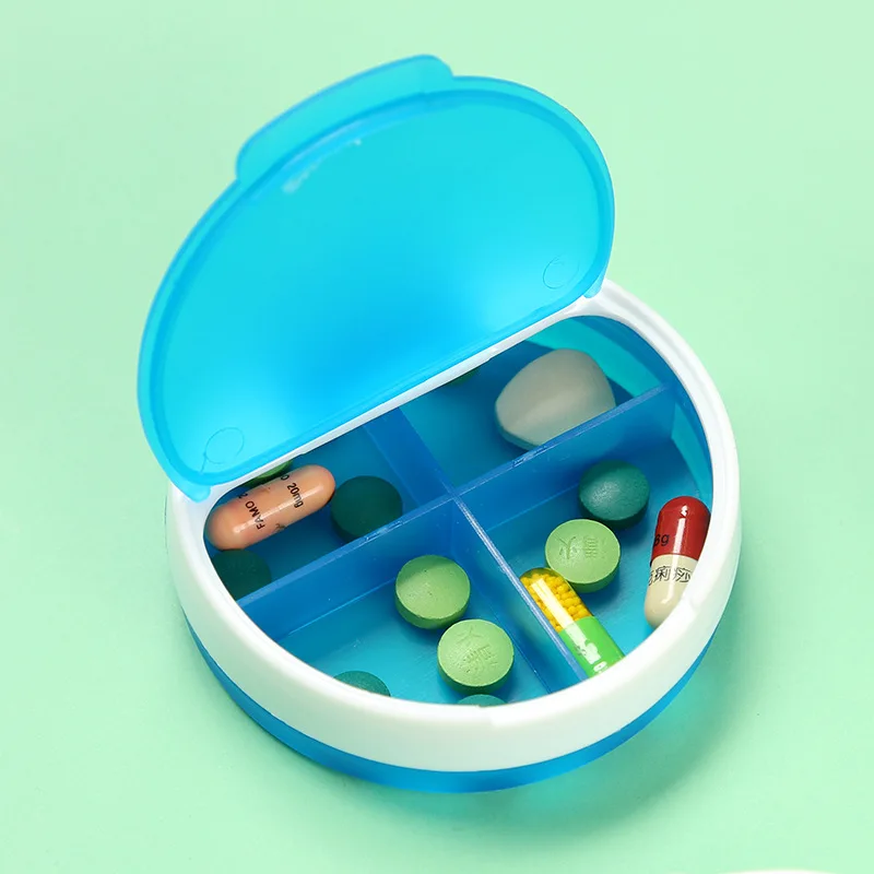 wholesale customize red orange green blue white Mini Round Plastic Container Box with 4 Compartments  Travel