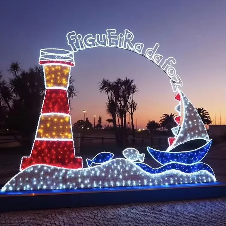 Outdoor Christmas spring festival snow lantern Factory SellHigh Quality Christmas Cross Street Lights Led Gift Box Motif Light