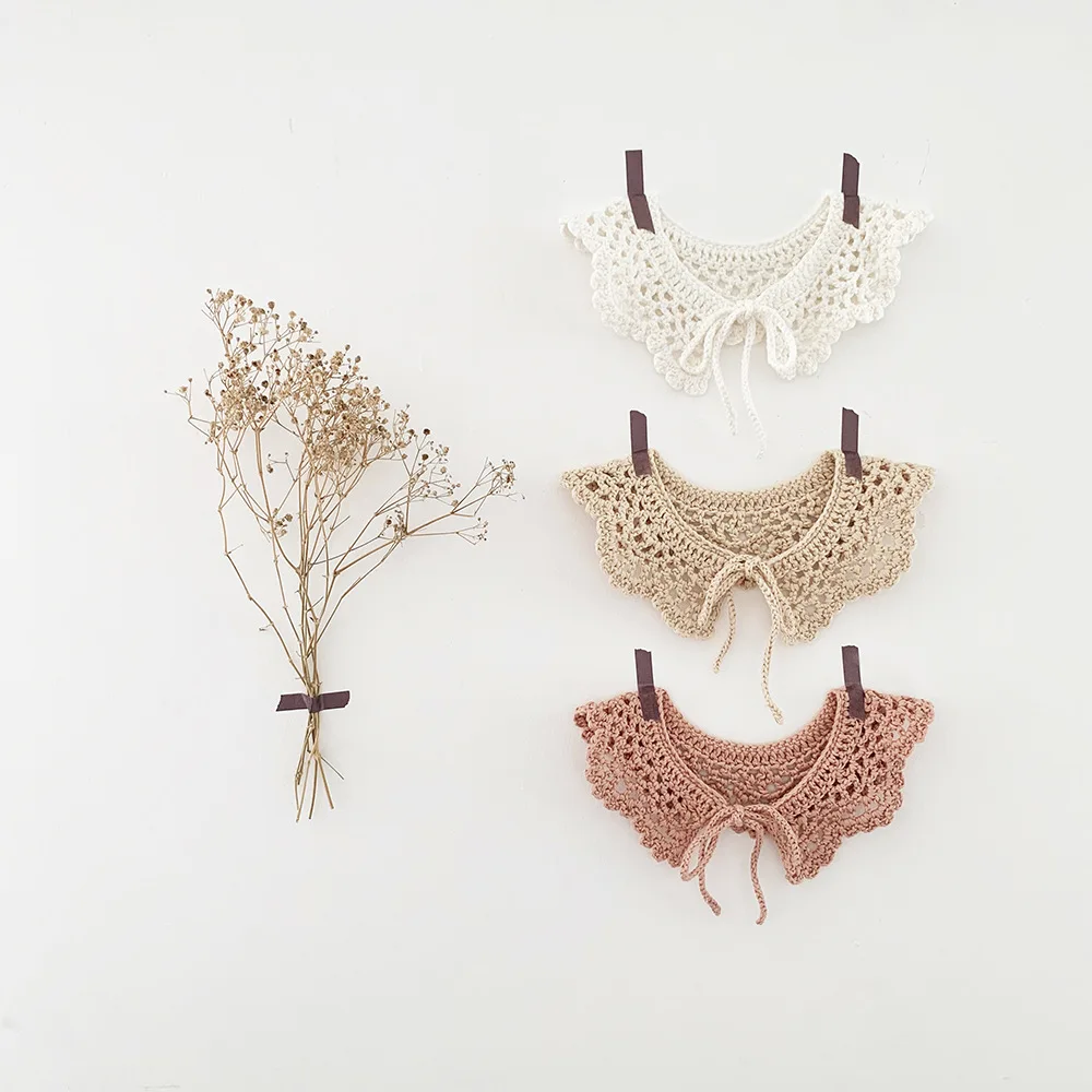 
2020 autumn new ins baby girl lotus leaf collar wild hand hook collar baby girl cotton hook flower collar hollow 
