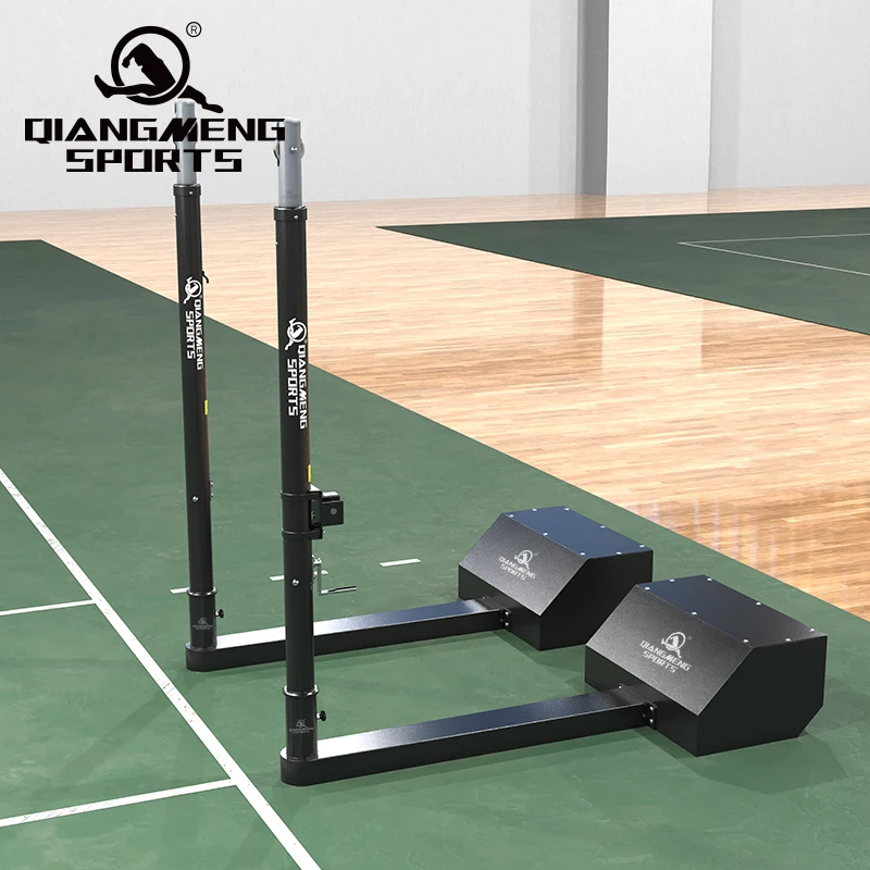 Height Adjustable Volleyball Box on Wheels Steel Volleyball upright Height Adjustable Volleyball Posts with Net Kit