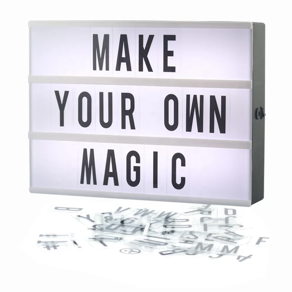 Led Cinema Light Box Original A4 Size with 96 Pcs Letters Numbers and Symbols Rectangle Eco-friendly LB-A4-20-003 700g/ 1.54LBS