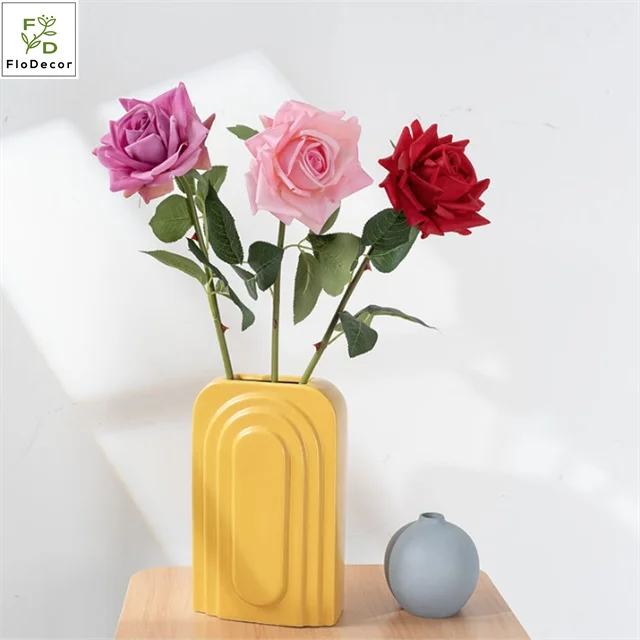 High Quality Real Touch Latex Roses Artificial Curly Edge Rose White Red Pink For Party Home Wedding Decor