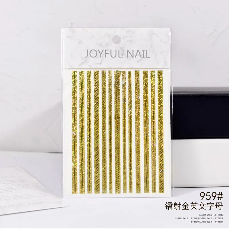 Nail sticker Hot gold English letters Gold and silver nail sticker Waterproof back glue diy nail decal decoration