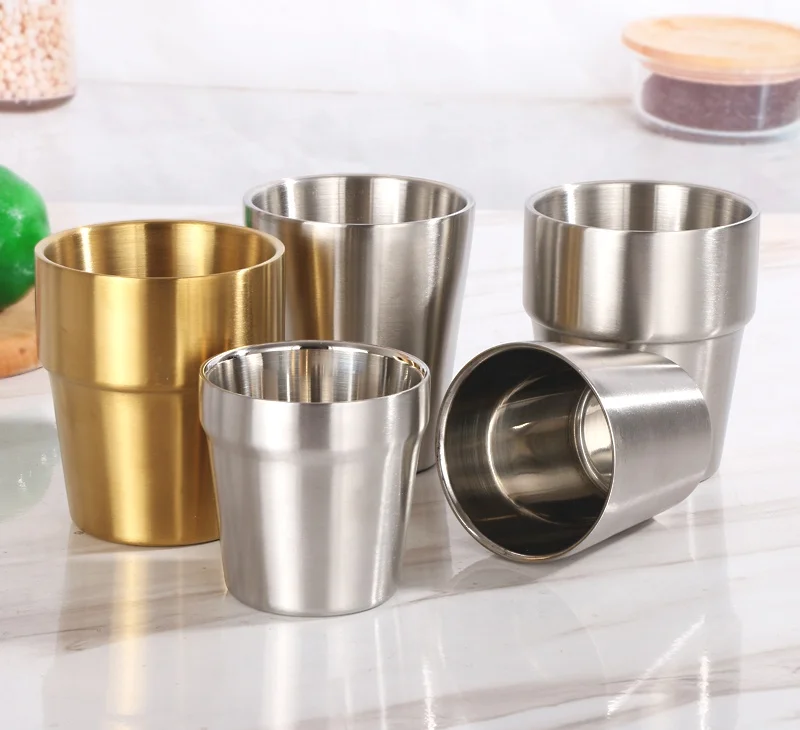 
Amazon metal stainless steel double wall drink coffee mug cups 