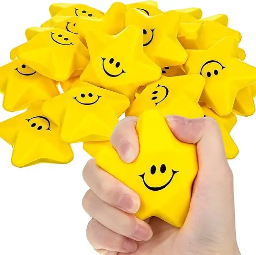 Custom Star Stress Ball Shaped PU Foam Printed  custom logo stress ball star