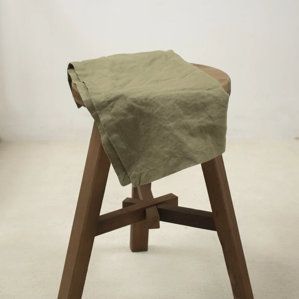 Christmas Wedding Rectangle Dinner Hotel rustic orange brown sage green glod natural pure linen napkins