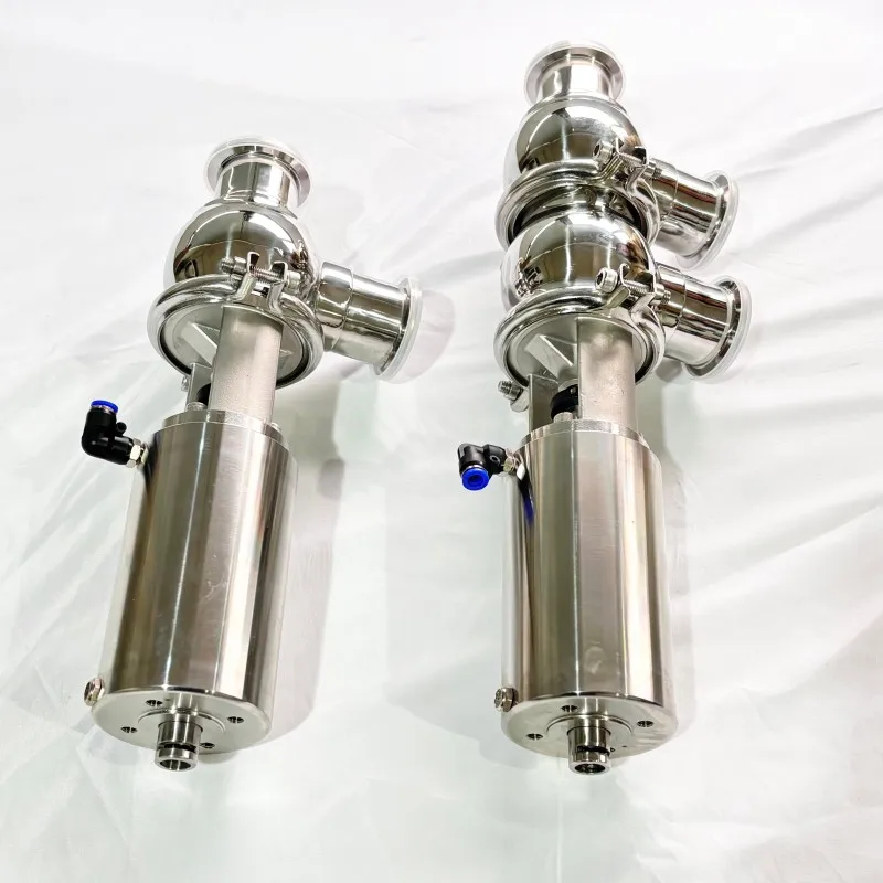 1-2inch Factory 2 way 3 way Air/Spring Actuated Sanitary Stop/Reversing Valve Stainless Steel 304/316L